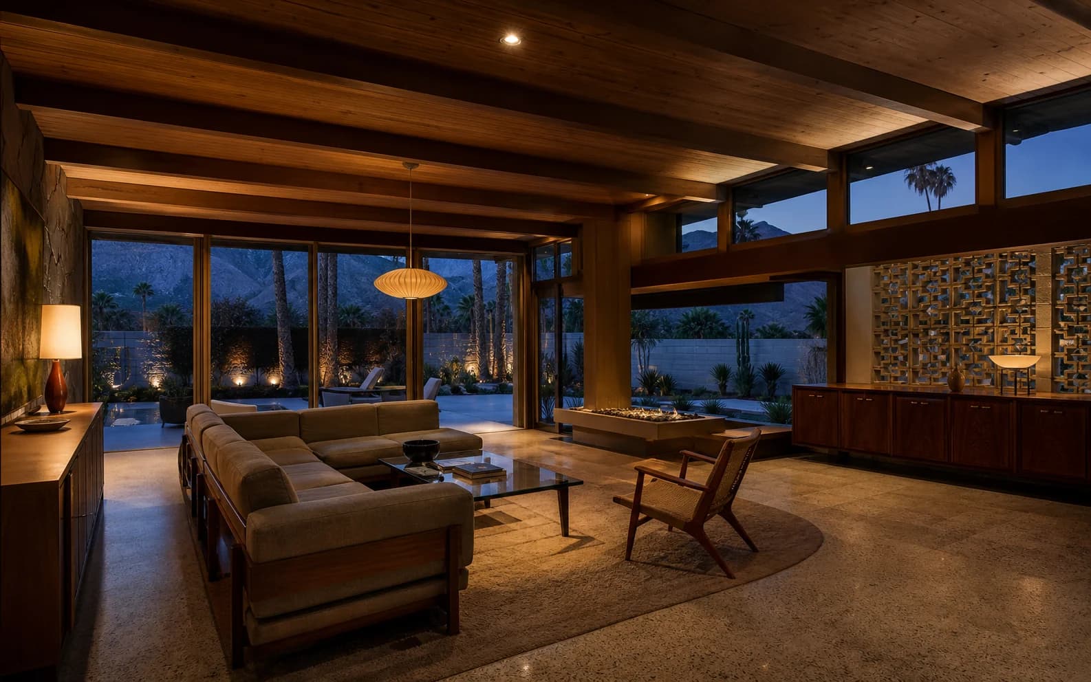 Palm Springs mid-century interior illustrating discreet architectural lighting