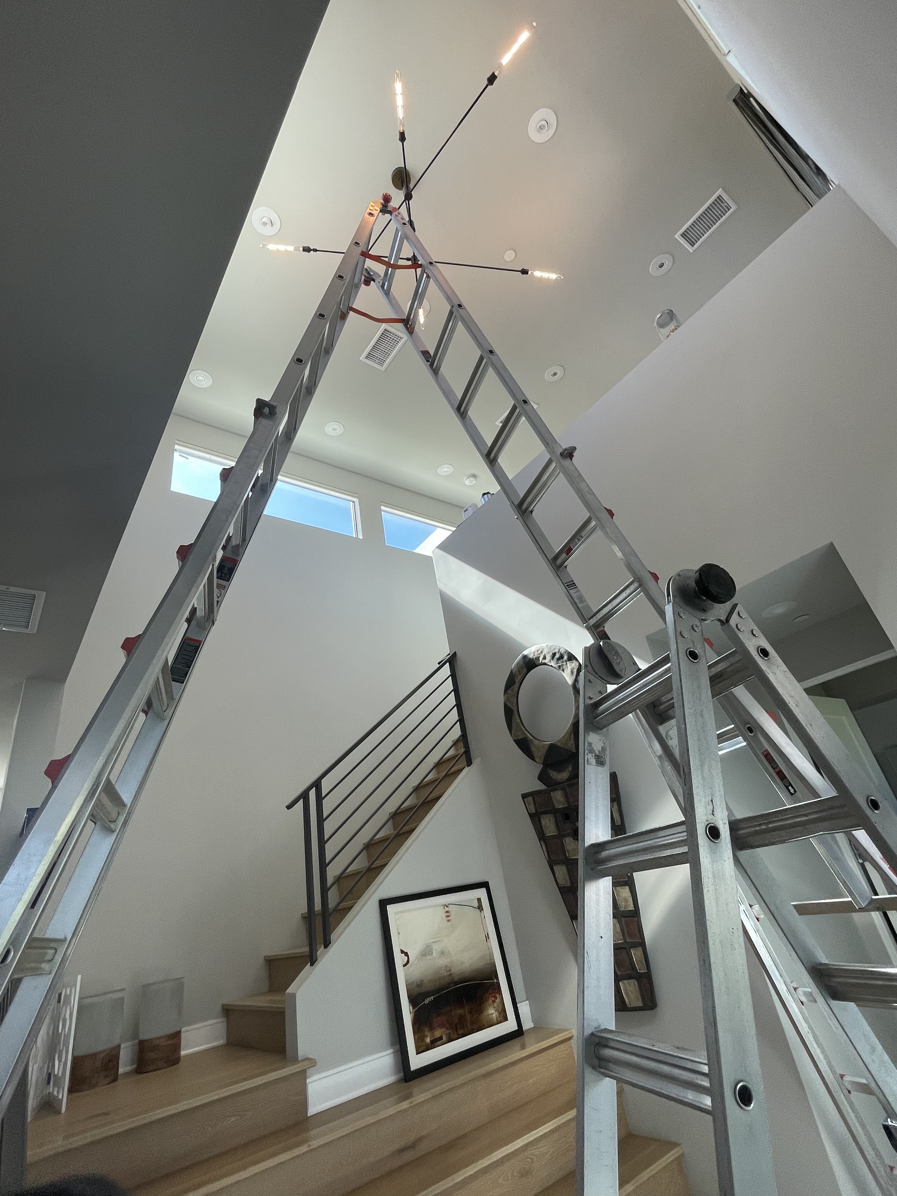 Sputnik Chandelier Installation